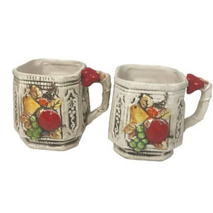 Trends 401 Pair Coffee Mugs Fruit Multi Print Cups Vintage 3d Fruit